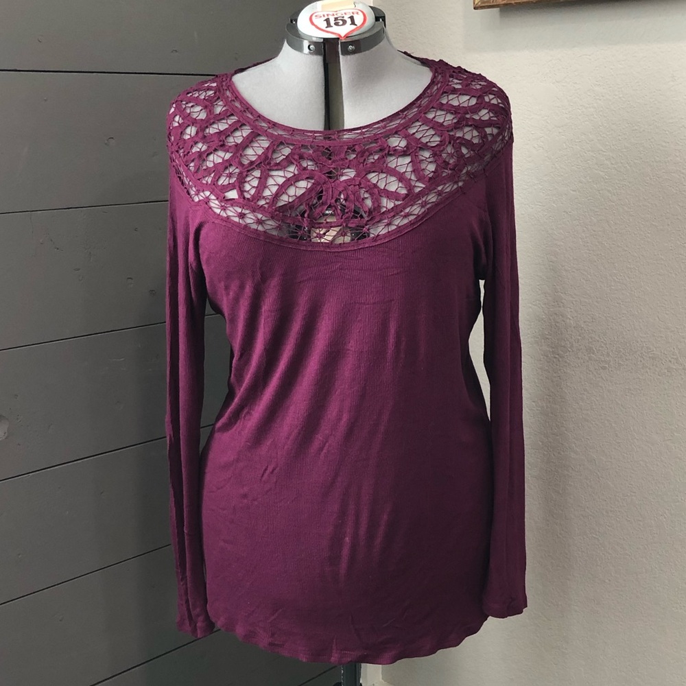 Lace detail plus size 3x blouse long sleeve shirt Jessica Simpson